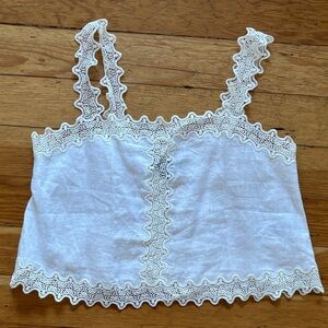 J crew linen lace tank white small nwot